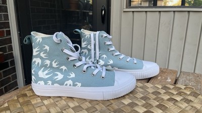 MCQ by Alexander McQueen Swallow High-Top Sneaker Light Blue Women's Size 8