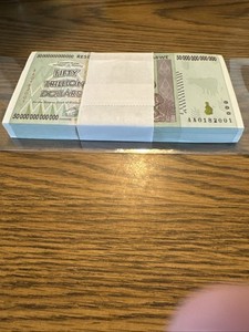 ZIMBABWE 50 TRILLION DOLLARS 2008 AA (100) Uncirculated Authentic Bills