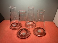 Glass Erlenmeyer Flasks- 4pack / Narrow Mouth. 250ML Halloween Party Glasses 