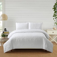 Modern Heirloom 3pc Full/Queen Stitched Quilt Set White