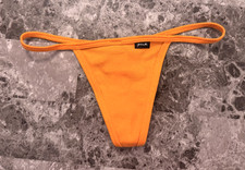NWT VICTORIA'S SECRET PINK XS ORANGE RIBBED KNIT V STRING THONG PANTIES