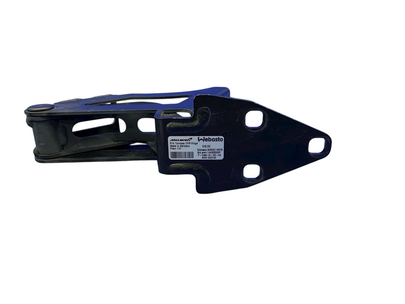 2018-2023 MCLAREN 720S REAR RIGHT TRUNK TONNEAU HINGE SUPPORT BRACKET 14AB359SP