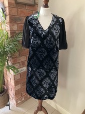 White Stuff Black Velvet Floral Pattern Dress Size 8 Bnwt Rp £89 Party Occasion