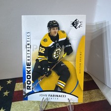 John Farinacci RC 2025-26 SP Hockey Rookie Authentics Blue Boston Bruins