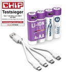 ANSMANN 4x Mignon AA Akkus Li-Ion mit USB Typ-C Anschluss, wiederaufladbar
