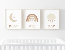 Baby  Neutral Nursery Print Rainbow Sunshine Modern 3 Set Wall Art Picture Home