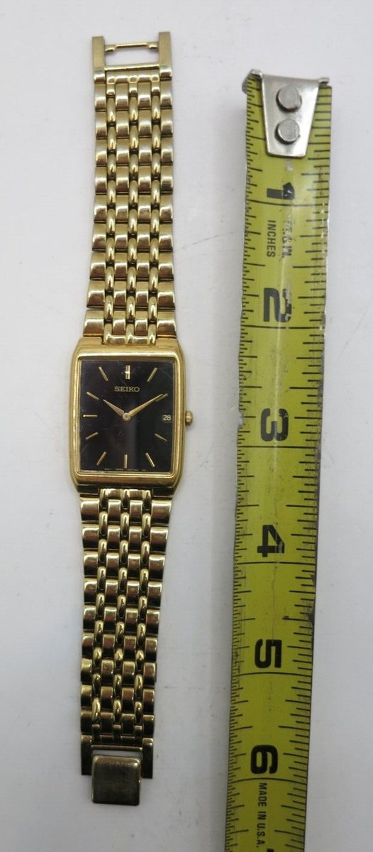 Vintage Seiko Tank Gold-Tone Dress Watch - 7N39-5A48 / 7N39-5A39