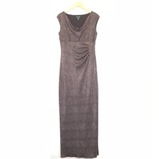 Lauren Ralph Lauren Evening Black  Silver Metallic Dress Stretchy 258 Size 10