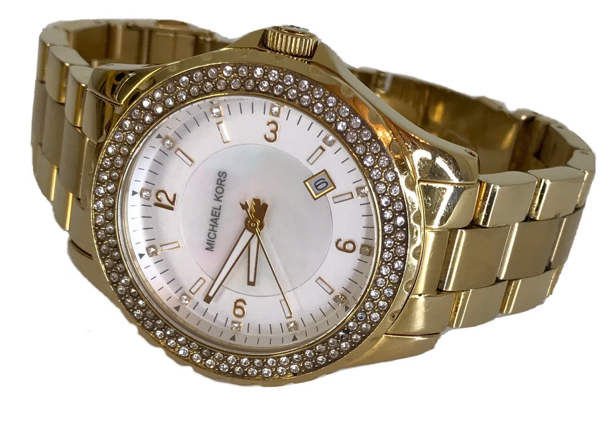 Michael kors gold watch outlet with swarovski crystals