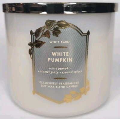 BATH & BODY WORKS WHITE BARN WHITE PUMPKIN 3 WICK 14.5 OZ SCENTED CANDLE