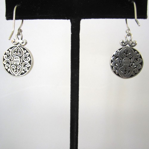 Annika Witt Sterling Silver Filigree Hearts French Wire Coin Dangle Earrings - Picture 3 of 6