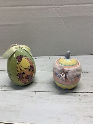Lot Of 2 Precious Moment Springtime Items- Ornament And Figurine Jar