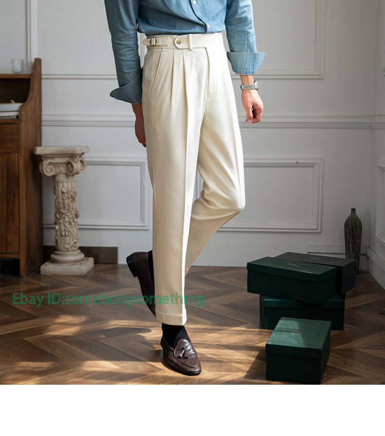 Snoly Men's Summer Retro Lightweight Linen Gurkha Trousers