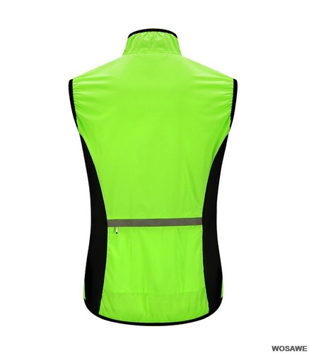 Reflective Cycling Vest Solid Windproof Sportswear MTB Bike Sleeveless Jacket - Picture 8 of 14
