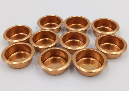 Lot of 10 Vintage 3/4" bright solid brass sliding closet door finger pulls NOS - Picture 2 of 9
