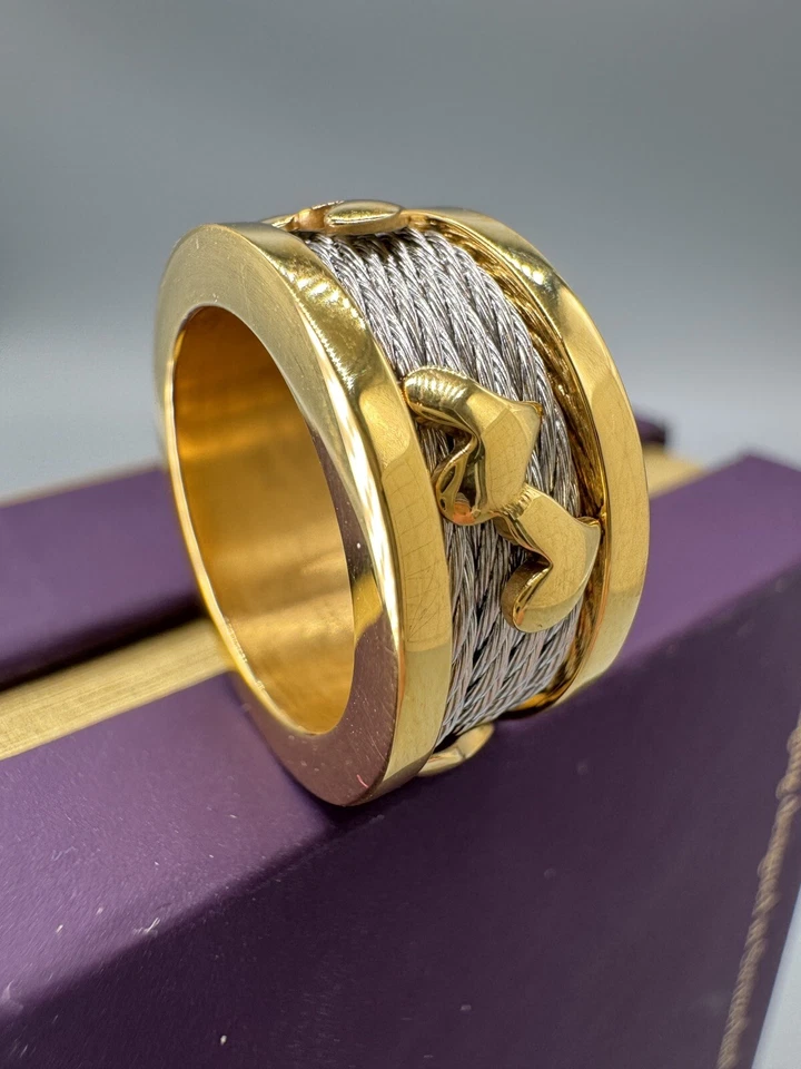 "Nuevo anillo Charriol Geneve Forever Collection Love Heart tono oro amarillo 5""" Foto 4 de 4