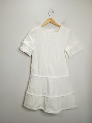 Marie Oliver Jillian Tiered Fringe Dress Ivory XS