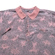 Gramicci Polo Shirt Mens Large Pink Geometric Short Sleeve Vintage 90s USA Made