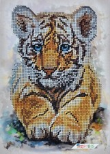 Bead Embroidery Kit Tiger Cub DIY Bead Stitching Needlepoint Beadwork a5-d-476