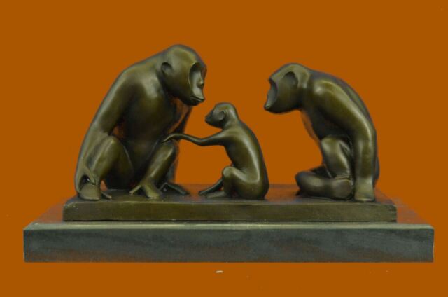 French Arist BARYE 100% Bronze Sculpture Baboon and Baby - Perfect Condition Art