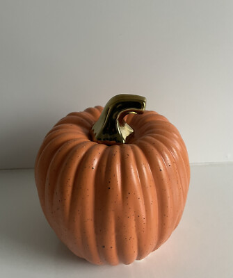 NEU DEKORATIVE WARME ORANGE KÜRBIS GOLD STIEL SKULPTUR HERBST ORNAMENT.