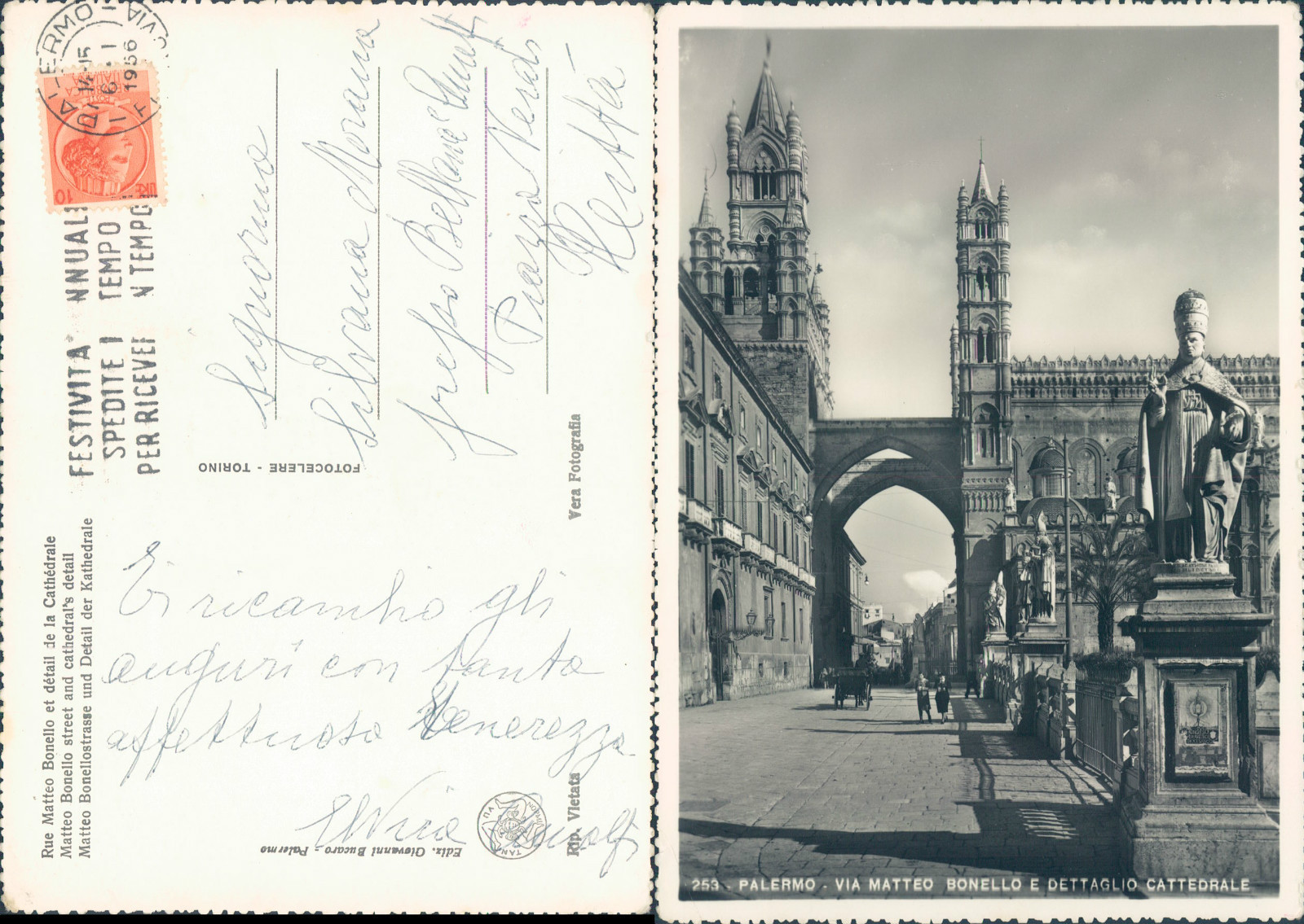 PALERMO,VIA MATTEO BONELLO,ANIMATA,VIAGGIATA-F.G.SICILIA(PA)N.44255