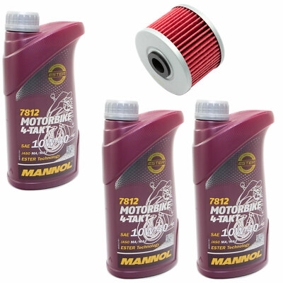 Motoröl Ölfilter HF112 Set 10W40 3 Liter für Honda XBR Kawasaki Ninja Suzuki DRZ
