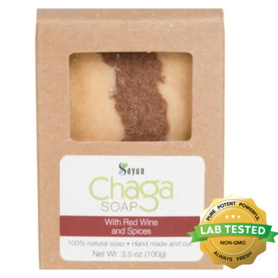 Chaga Mushroom Soap Bar All Natural Hand Made with Red Wine and Spices