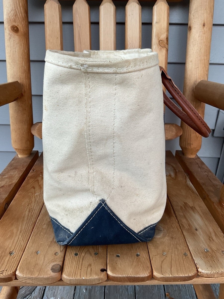 Vintage 1980s LL Bean boat and tote Canvas Leather Handles Vintage 1980s LL Bean boat and tote Canvas Leather Handles