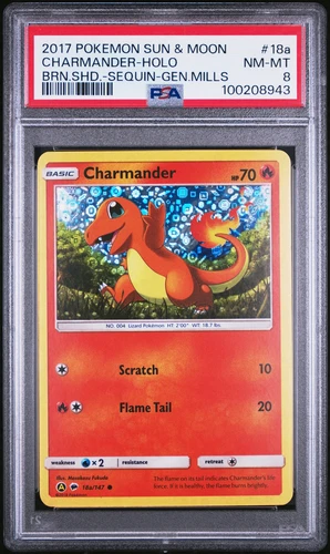 2017 POKEMON SUN & MOON BURNING SHADOWS #18A CHARMANDER-HOLO PSA 8