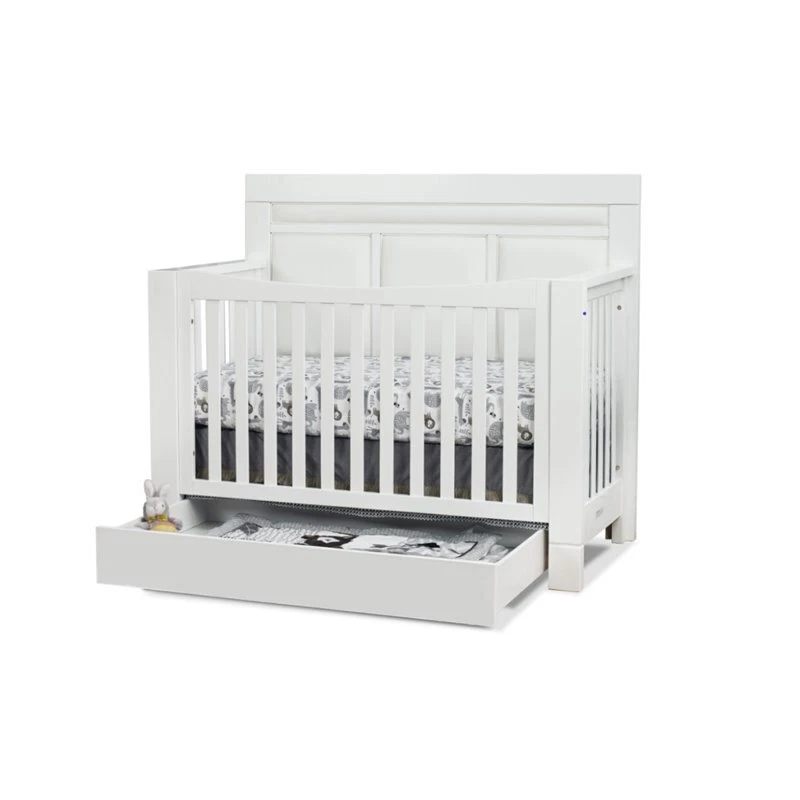 Orbelle Crystal Modern Solid Wood Convertible Crib with White Padding in White - Image 3 of 3
