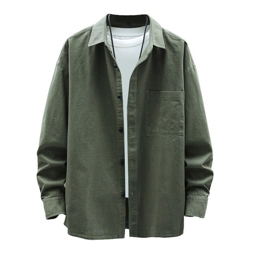 Men Long-Sleeved Jacket Solid Color Cotton Simple Shirt Casual Fit Tops Shirt - Bild 3 von 31