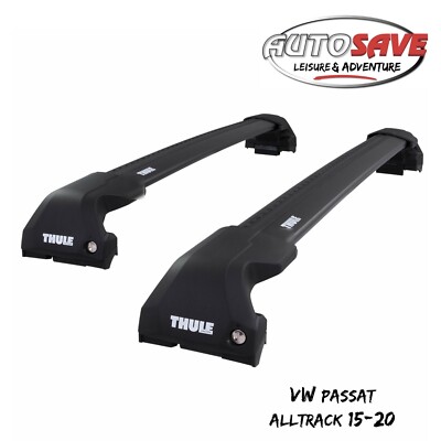 Thule WingBar Edge Black Aluminium Roof Bars for VW Passat Alltrack 15-20 Rails