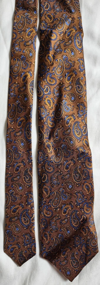 Corbata para hombre Luigi Borrelli Napoli marrón cachemir 100 % seda hecha en Italia Foto 3 de 4