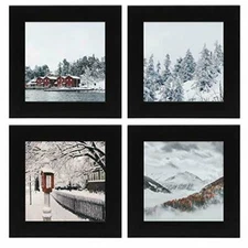 Set of 4 4x4 Square Picture Wood Frames Great for Landscape/ Portrait Photo