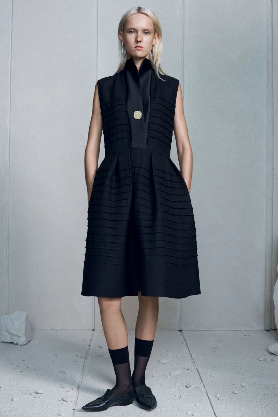 Abito da cocktail iconico lana nera Celine Phoebe Philo Era autunno 2014 taglia 36 S