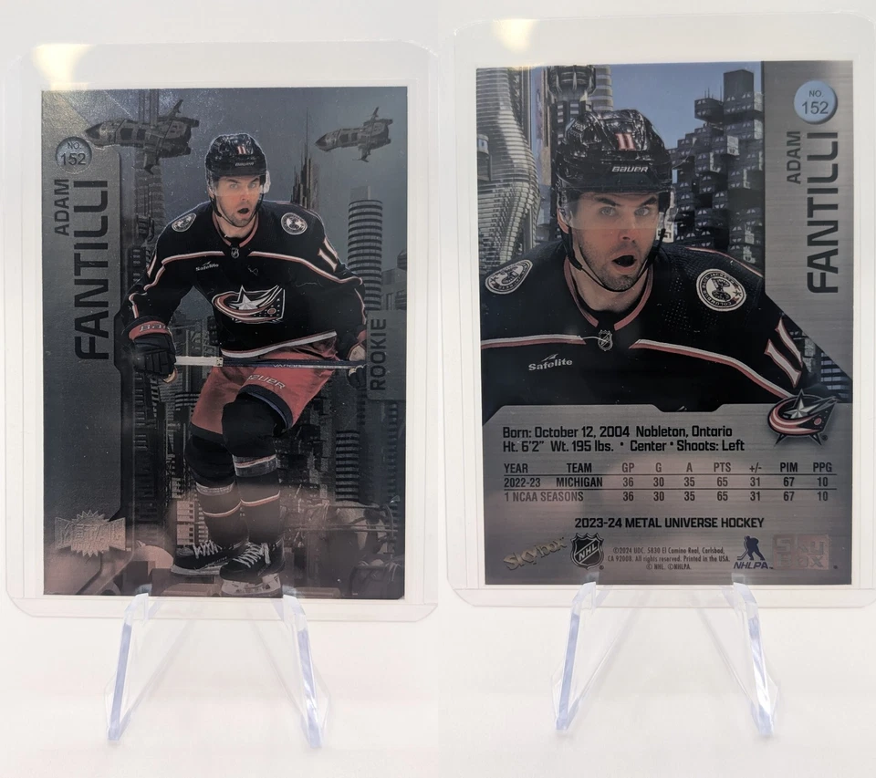 2023-24 METAL UNIVERSE ADAM FANTILLI ROOKIE RC #152 BLUE JACKETS PROSPECT - Image 2 of 3