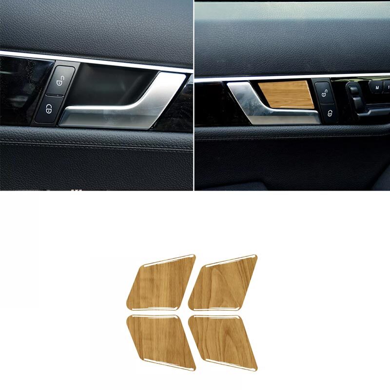 For Bnez C-Class 07-2010 Wood Grain Wood Grain Yellow Inner Door Bowl Sticke