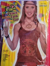 Women's Hippie Peace Halloween Costume Tank Top Size 14-16 