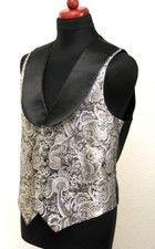 Brocade Vest Collared Silver Black Venetian Waistcoat Rococo Baroque Vampires