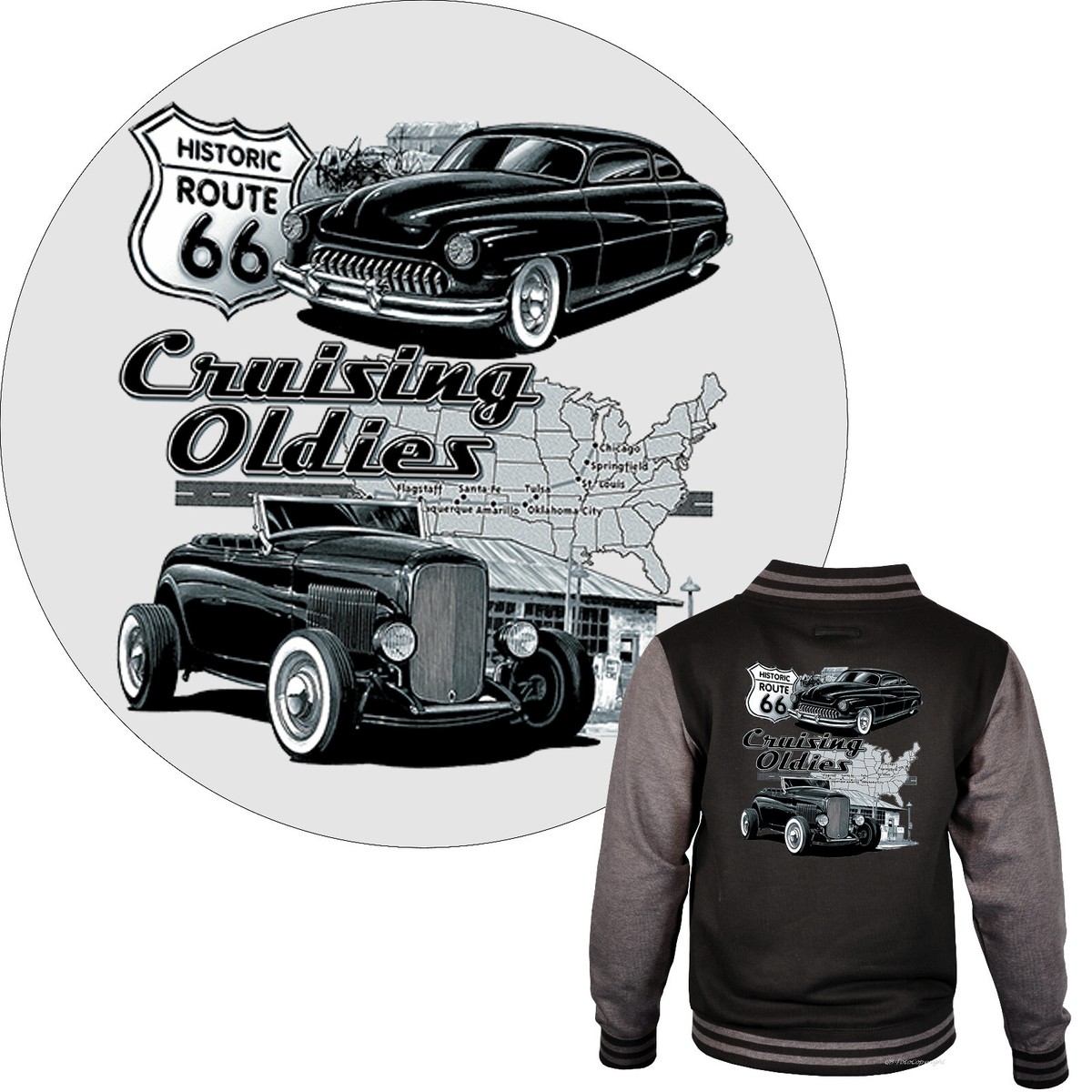 Giacca Felpa Con Cappuccio Zip Hot Rod USA – Anni '50 Lowrider – V8-Cruzin Retro – Taglie Normali Uomo