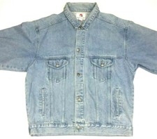 Vtg 90s Pepsi Mens Jean Jacket Classic Style Trucker Biker Logo Blue Wash Sz XL