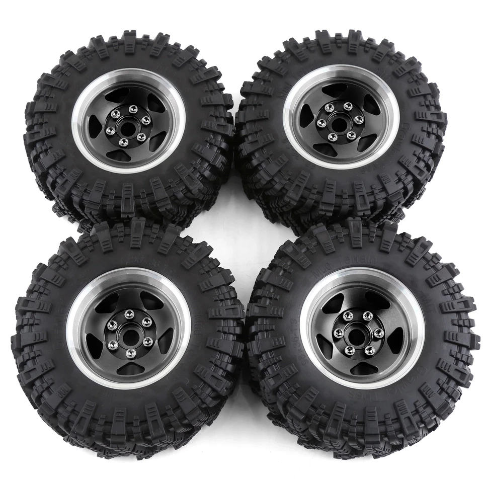 Juego de llantas de goma Beadlock de metal de 1,9" para coche sobre orugas de radiocontrol de 1/10 TRX4 RC4WD Foto 3 de 4