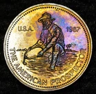 1987 Engelhard American Prospector TONED 1oz 999 FINE Silver round C5753