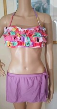 TOMMY BAHAMA 2 PIECE SWIMSUIT BATHING SKIRT SIZE M L MULTI RUFFLE READ