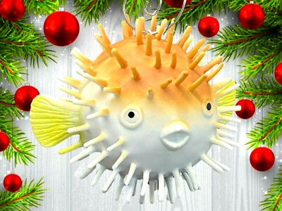 Beautiful Detail Realistic Pufferfish 3.5'' Custom Christmas Ornament Puffer Fish