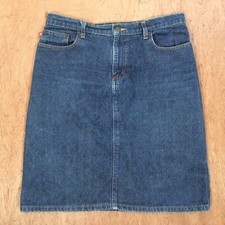 Polo Ralph Lauren Denim Skirt 8 Jeans Y2K Dark Wash Logo Pockets ACADEMIA PREPPY