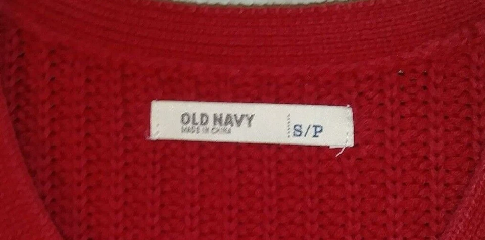 Suéter Azul Marino Antiguo Niños Pequeño Pequeño S/P Rojo Cárdigan Bolsillos con Botones Foto 2 de 4