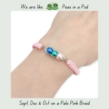 Birthstone Pea Pod Braided Friendship Family Bracelet Mothers Day Jewellery Gift
