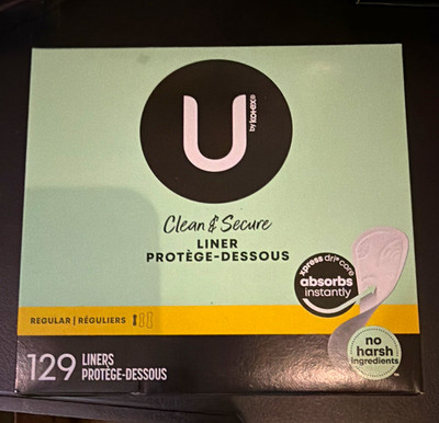 U by Kotex Clean & Secure Regular White Pantiliners 129ct No Harsh Ingredients